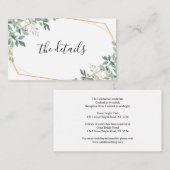 Elegant Eucalyptus Greenery Gold Wedding RSVP Informatiekaartje (Voorkant / Achterkant)