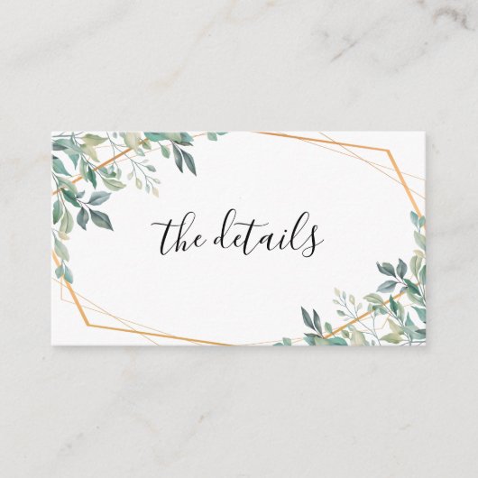 Elegant Eucalyptus Greenery Gold Wedding RSVP Informatiekaartje (Voorkant)