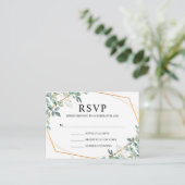 Elegant Eucalyptus Greenery Gold Wedding RSVP Informatiekaartje (Staand voorkant)