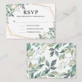 Elegant Eucalyptus Greenery Gold Wedding RSVP Informatiekaartje (Voorkant / Achterkant)