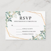 Elegant Eucalyptus Greenery Gold Wedding RSVP Informatiekaartje (Voorkant)
