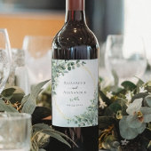 Elegant Eucalyptus Greenery Gold Wedding Wijn Etiket