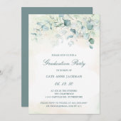 Elegant Eucalyptus Greenery Graduy Party Kaart (Voorkant / Achterkant)