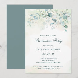 Elegant Eucalyptus Greenery Graduy Party Kaart