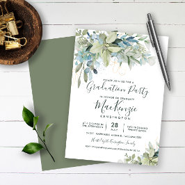 Elegant Eucalyptus Greenery Graduy Party Kaart