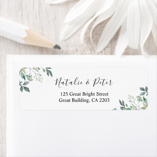 Elegant Eucalyptus Greenery Green Return Address Etiket (Insitu)