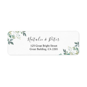 Elegant Eucalyptus Greenery Green Return Address Etiket
