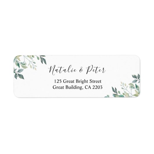 Elegant Eucalyptus Greenery Green Return Address Etiket (Voorkant)