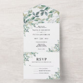 Elegant Eucalyptus Greenery Green Rustic Wedding All In One Uitnodiging (Binnen)