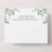 Elegant Eucalyptus Greenery Green Rustic Wedding All In One Uitnodiging (Achterkant)