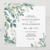 Elegant Eucalyptus Greenery Green Rustic Wedding Kaart (Voorkant / Achterkant)
