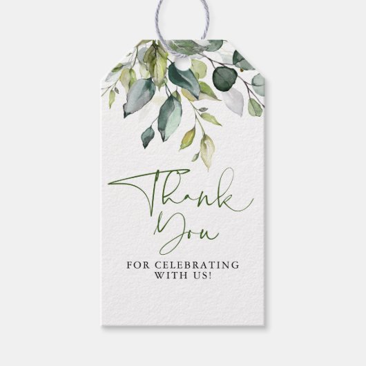 Elegant Eucalyptus Greenery Hartelijk dank Cadeaulabel (Voorkant)