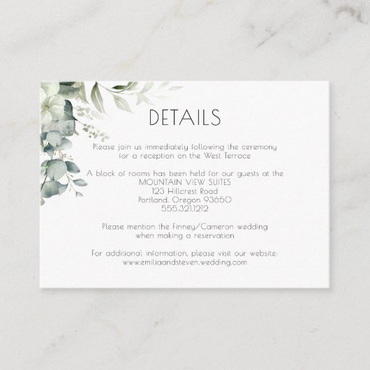 Elegant Eucalyptus Greenery Informatiekaartje (Voorkant)