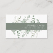 Elegant Eucalyptus Greenery Interior Designer Visitekaartje (Voorkant)