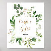 Elegant Eucalyptus Greenery Kaarten and Gifts Sign Poster (Voorkant)