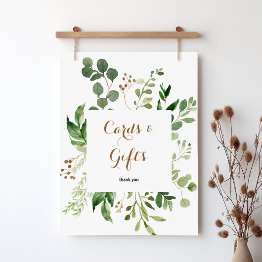 Elegant Eucalyptus Greenery Kaarten and Gifts Sign Poster