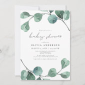 Elegant Eucalyptus Greenery Leaf Baby shower Kaart (Voorkant)