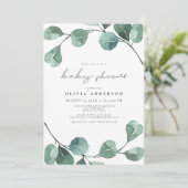 Elegant Eucalyptus Greenery Leaf Baby shower Kaart (Staand voorkant)