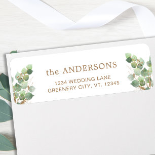 Elegant Eucalyptus Greenery Leaves Return Address Etiket