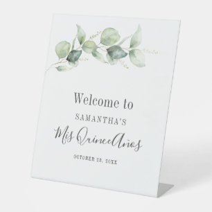 Elegant Eucalyptus Greenery leveert Mis Quince Ano Reclamebord Met Voetstuk