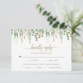 Elegant Eucalyptus Greenery-maaltijdopties RSVP Kaartje (Staand voorkant)