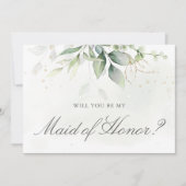 Elegant Eucalyptus Greenery Maid of Honor proposal Kaart (Voorkant)