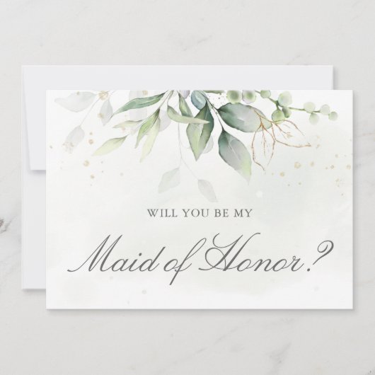 Elegant Eucalyptus Greenery Maid of Honor proposal Kaart (Voorkant)