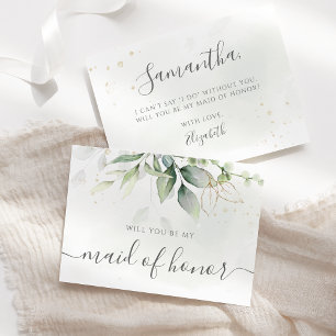 Elegant Eucalyptus Greenery Maid of Honor proposal Kaart