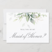 Elegant Eucalyptus Greenery Maid of Honor proposal Kaart (Voorkant)