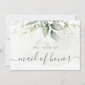 Elegant Eucalyptus Greenery Maid of Honor proposal Kaart (Voorkant)