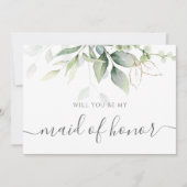 Elegant Eucalyptus Greenery Maid of Honor proposal Kaart (Voorkant)