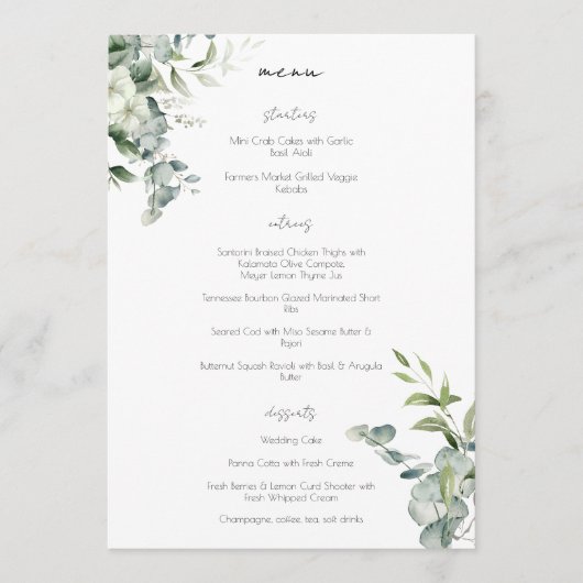 Elegant Eucalyptus Greenery Menu (Voorkant)