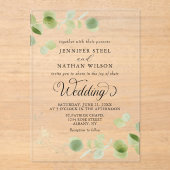 Elegant Eucalyptus Greenery Minimalist Wedding Acryl Uitnodigingen (Voorkant)
