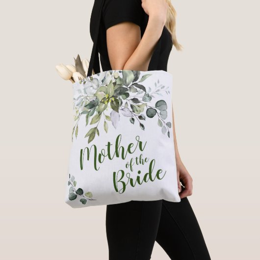 Elegant Eucalyptus Greenery Moeder van de Bride Tote Bag (Dichtbij)