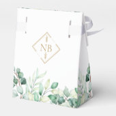 Elegant Eucalyptus Greenery Monogram Gold Wedding Bedankdoosjes (Achterkant)