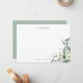 Elegant Eucalyptus Greenery Notitiekaartje (Voorkant / Achterkant in situ)