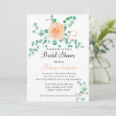 Elegant Eucalyptus Greenery Peach Floral Kaart (Staand voorkant)