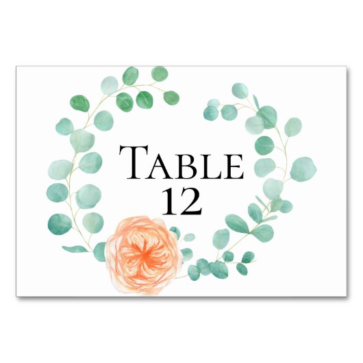 Elegant Eucalyptus Greenery Peach Floral Kaart (Voorkant)