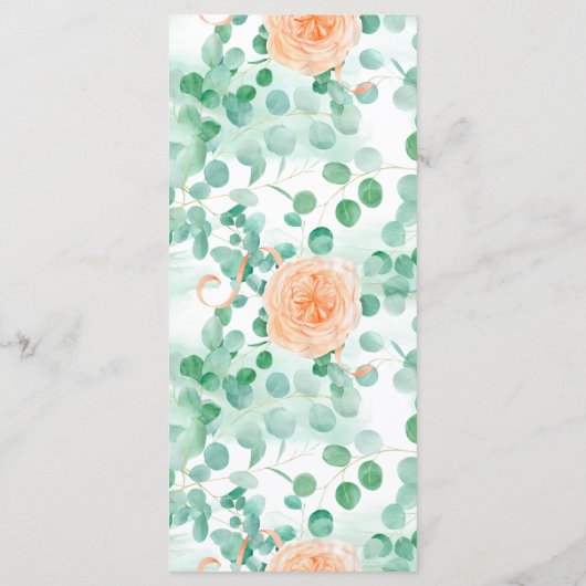 Elegant Eucalyptus Greenery Peach Floral Menu (Achterkant)
