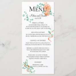 Elegant Eucalyptus Greenery Peach Floral Menu