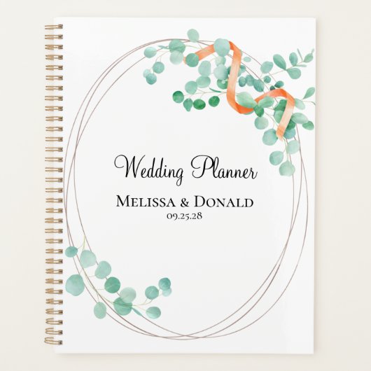 Elegant Eucalyptus Greenery Peach Floral Planner (Voorkant)