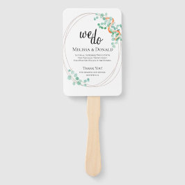 Elegant Eucalyptus Greenery Peach Floral Programme Handwaaier