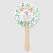 Elegant Eucalyptus Greenery Peach Floral Programme Handwaaier (Achterkant)