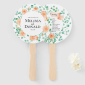 Elegant Eucalyptus Greenery Peach Floral Programme Handwaaier (Voorkant en achterkant)