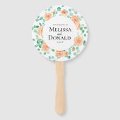 Elegant Eucalyptus Greenery Peach Floral Programme Handwaaier (Voorkant)