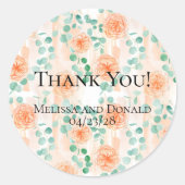 Elegant Eucalyptus Greenery Peach Floral Ronde Sticker (Voorkant)