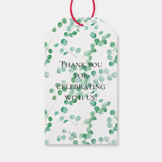 Elegant Eucalyptus Greenery Peach Floral Wedding Cadeaulabel (Achterkant)