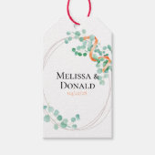 Elegant Eucalyptus Greenery Peach Floral Wedding Cadeaulabel (Voorkant)