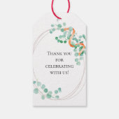 Elegant Eucalyptus Greenery Peach Floral Wedding Cadeaulabel (Achterkant)