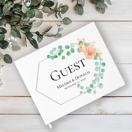 Elegant Eucalyptus Greenery Peach Floral Wedding Gastenboek